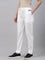 Women Solid White Comfort Fit Cotton Pants