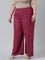 Women Dark Rose Solid Linen Palazzos