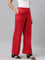 Women Dark Red Solid Linen Palazzos