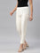 Women Cream Solid Mid Rise Metallic Pants