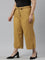 Women Solid Light Mustard Linen Mid Rise Culottes