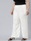 Women Cream Solid Wide Leg Pants