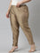 Women Gold Solid Mid Rise Metallic Pants