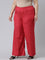 Women Dark Red Solid Linen Palazzos