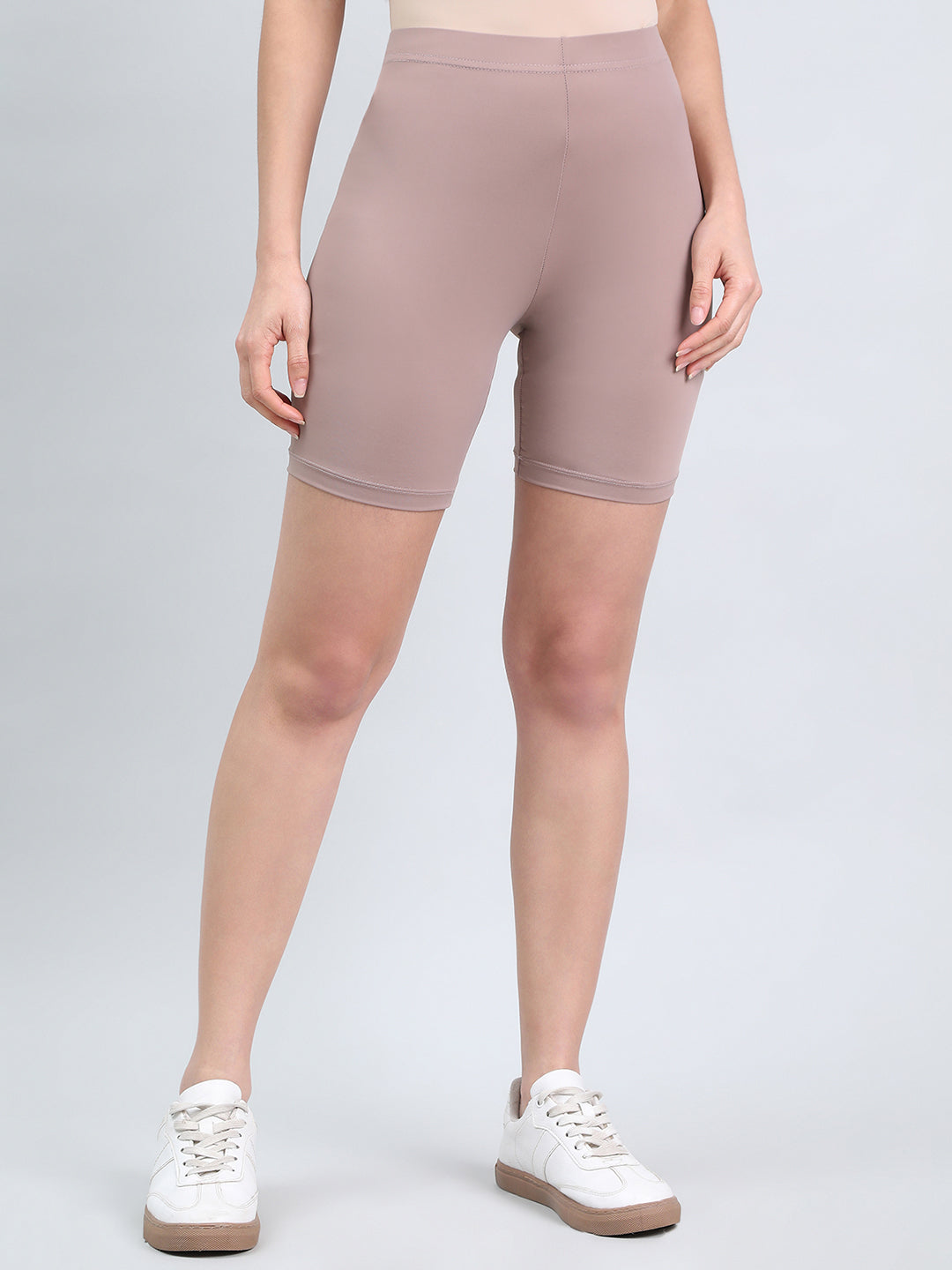 Light Brown Knit Seamless Cycling Shorts