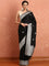 Black banaras silk saree with silver zari motifs & border