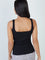 Wunderlove Black Ribbed Square-Neck Vest