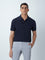 WES Casuals Navy Slim-Fit Polo T-Shirt