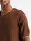 ETA Dark Brown Self Patterned Slim Fit T-Shirt