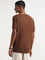 ETA Dark Brown Self Patterned Slim Fit T-Shirt