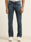 WES Casuals Blue Washed Straight-Fit Mid Rise Jeans