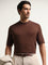 WES Formals Brown Relaxed-Fit Knitted T-Shirt