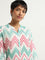 Utsa Turquoise Chevron Printed Cotton Kurta