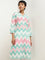 Utsa Turquoise Chevron Printed Cotton Kurta