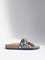 LUNA BLU Navy Floral Embroidered Dual Band Sandals