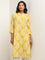 Utsa Yellow Straight Fit Printed Cotton Kurta