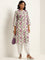 Utsa Purple Straight Fit Floral Print Cotton Kurta