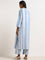 Utsa Blue Striped Cotton Buttoned Down Kurta