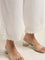 Diza White Self-Patterned High-Rise Cotton Ethnic Pants