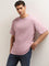 WES Casuals Solid Pink Cotton Oversized T-Shirt