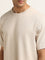 WES Casuals Beige Solid Regular Fit T-Shirt