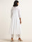 Utsa White Mirror Embroidered A-line Kurta