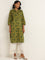 Utsa Green Straight Fit Printed Cotton Kurta