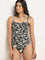 Wunderlove Swimwear Black Leaf Print Wundersculpt Bandeau Swimsuit