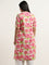 Diza Pink Floral Printed Straight Cotton Kurta