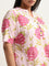 Diza Pink Floral Printed Straight Cotton Kurta