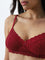 Wunderlove Maroon Lace Design Soft Bra