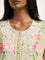 Utsa Green Floral Printed A-Line Cotton Kurta