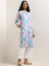 Utsa Blue Ikat Print Straight Cotton Kurta