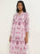 Utsa Lilac Ikat Printed Straight Cotton Kurta