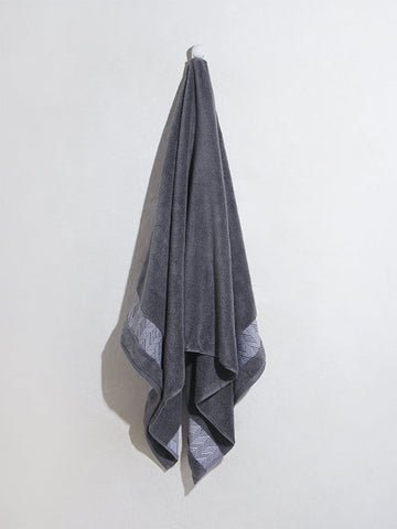 Westside Home Charcoal Jacquard Detailed Bath Towel