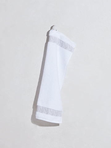 Westside Home White Jacquard Detailed Hand Towel