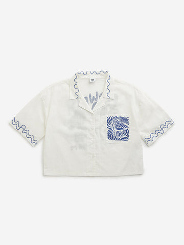 Y&F Kids White Printed Shirt