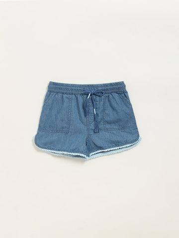 HOP Kids Blue Chambray Mid Rise Shorts