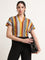 Wardrobe Multicolour V-Neck Striped Top