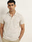 WES Casuals Beige Floral Printed Slim Fit Polo T-Shirt