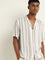 Nuon White Striped Relaxed-Fit Shirt