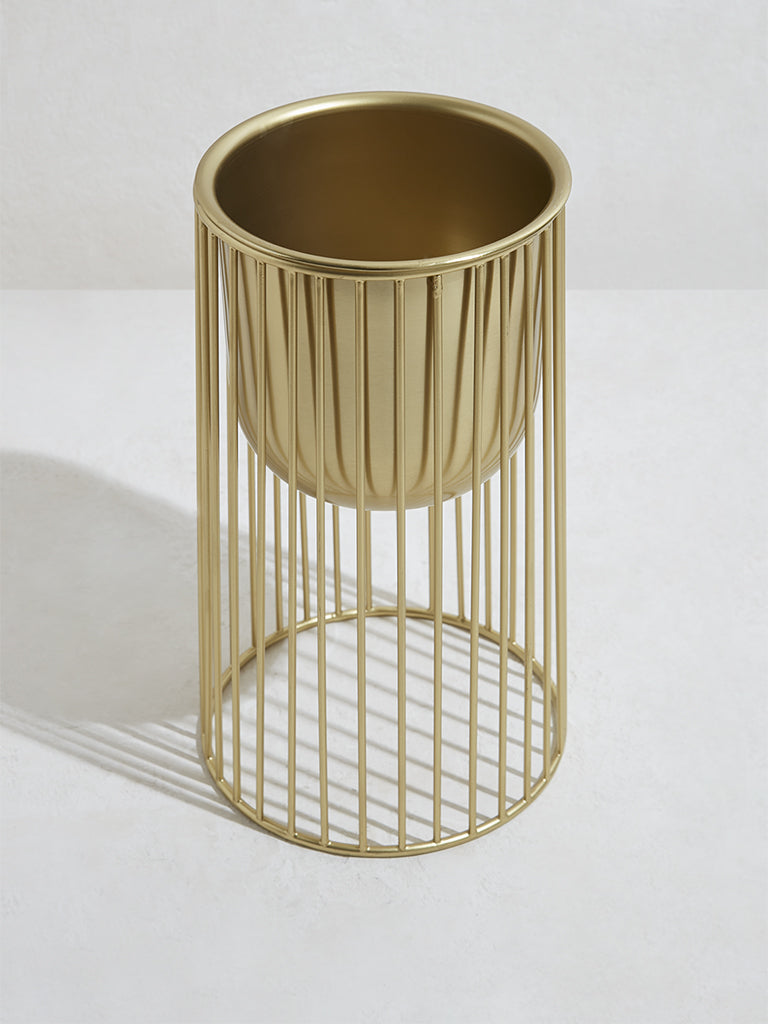 Westside Home Gold Circular Cage Planter-Small