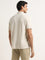 WES Casuals Beige Textured Cotton Blend Relaxed Fit T-Shirt