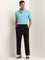 WES Casuals Blue Solid Relaxed Fit Polo T-Shirt