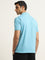 WES Casuals Blue Solid Relaxed Fit Polo T-Shirt