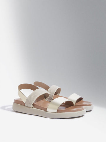 LUNA BLU Gold Double Band Slingback Sandals