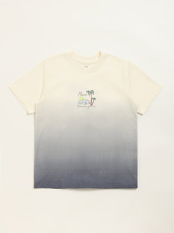 Y&F Kids Off-White Ombre Design T-Shirt