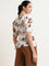 Wardrobe Off-White Printed Wrapped Waist Top