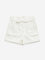 HOP Kids White Paperbag-Waist Mid-Rise Cotton Shorts