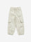 HOP Kids Off-White Floral Embroidered High-Rise Cotton Joggers